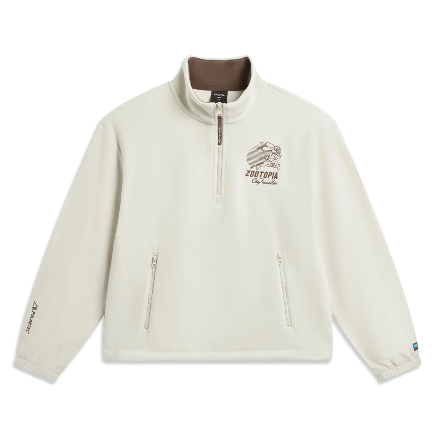 Li-Ning Li Ning Sweatshirts Women's Silver Birch Gray Stand Collar Moderate Straight Fit