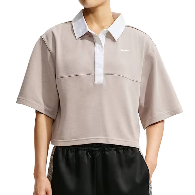 Nike Nike Sportswear Polo Shirts Women's Beige II/Beige II/Beige II/White Polo Collar Moderate