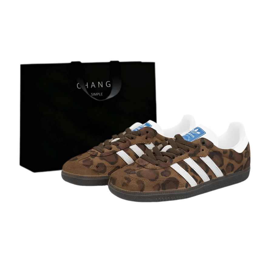 Adidas Originals SAMBA OG Leopard Print Low top German Army Trainers Unisex Dark Brown