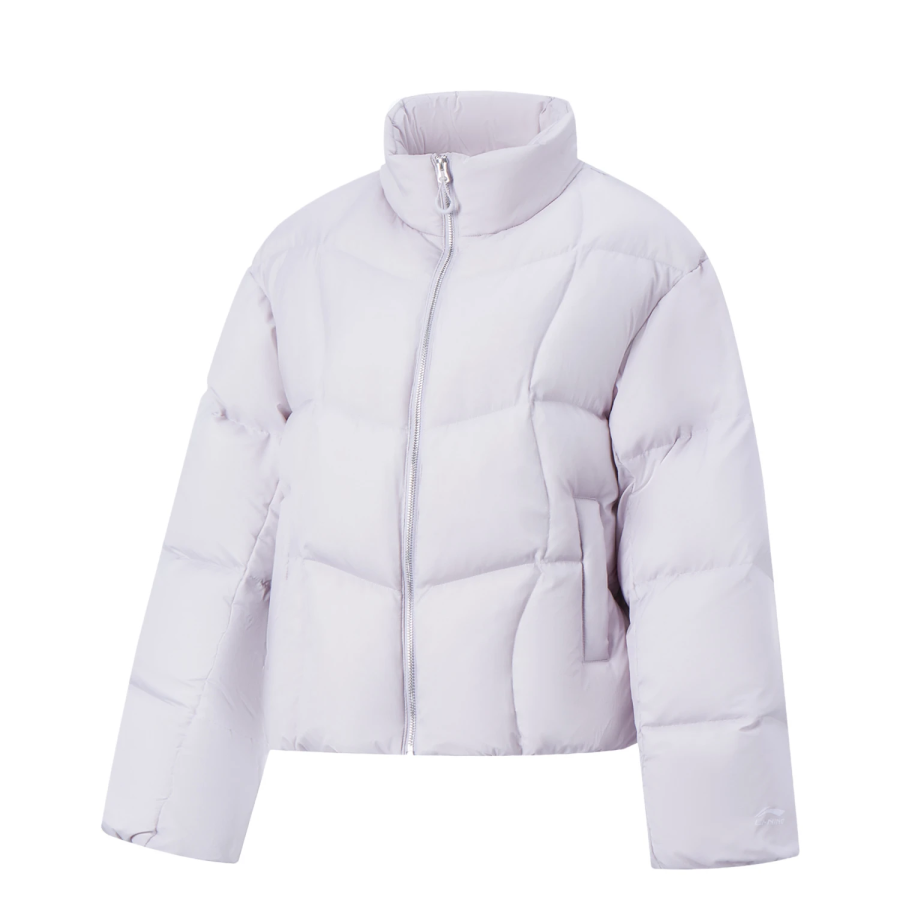 Li-Ning Li Ning Sports Life Collection Down Jackets Women's Sea Salt Purple Stand Collar Moderate Straight Fit