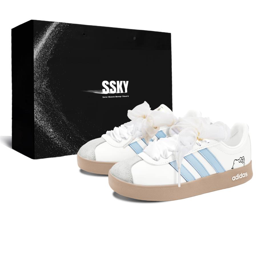 Adidas Adidas VL COURT 2.0 Skateboard Shoes Unisex Low Top White/Blue