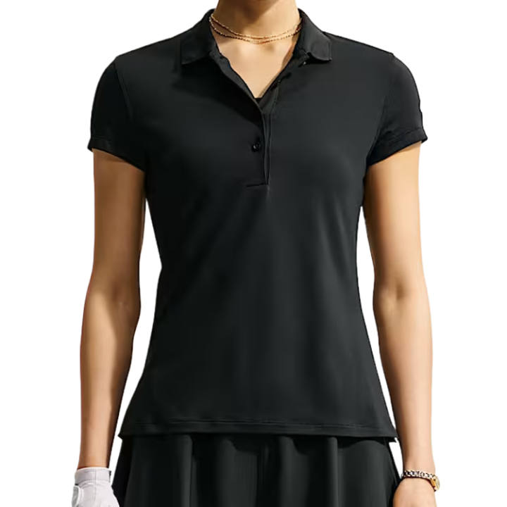 Nike Nike DRI FIT UV Golf Clothing Women's Black/Sail White Polo Collar Moderate