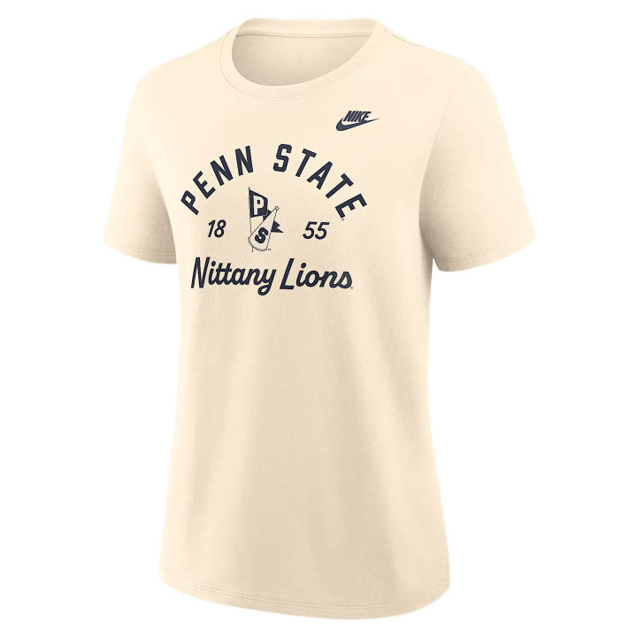 Nike Nike College T Shirts Women's Natural Crew Neck Moderate