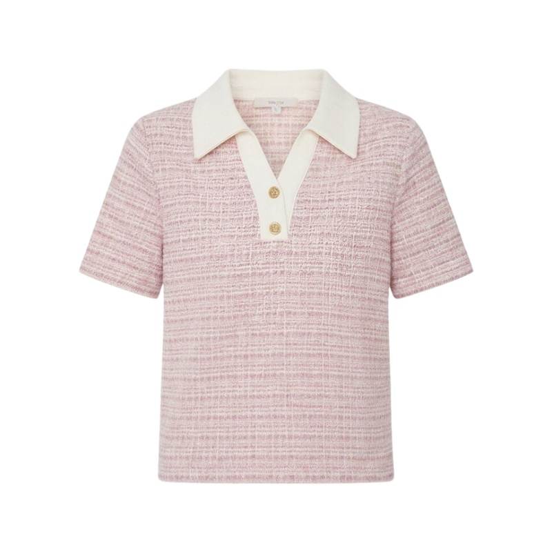 CPAURA Knitwear Women's Pink Polo Collar Moderate A Line
