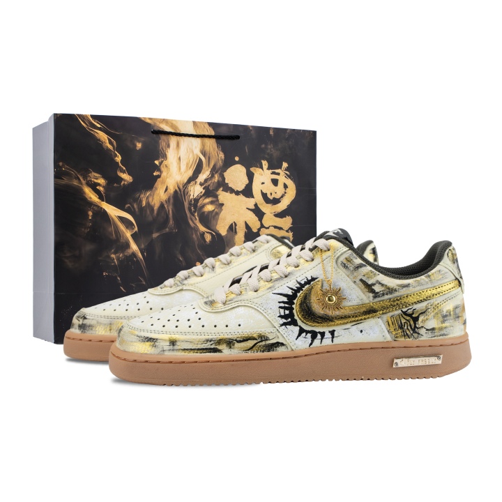 Nike Nike Court Vision Skateboard Shoes Men's Low Top Black White Gold