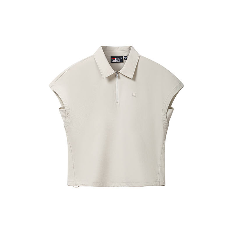 FILA WHITE T Shirts Women's Elegant Stone Gray Lapel Other