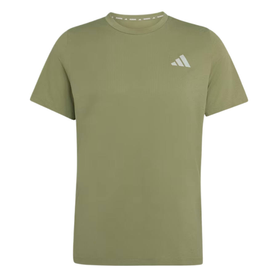 Adidas Adidas Running T Shirts Men's Tent Green Ground Crew Neck Moderate