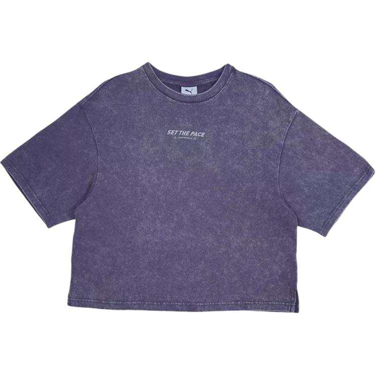 PUMA T Shirts Women's Purple Crew Neck Moderate Straight Fit