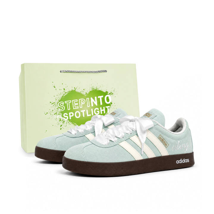 Adidas Adidas VL COURT 2.0 Skateboard Shoes Unisex Low Top Green/Beige