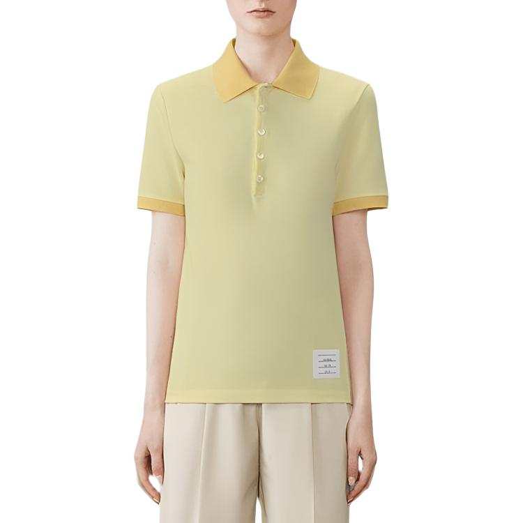 THOM BROWNE Thom Browne logo-patch piqué polo top