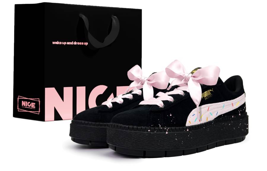 PUMA Platform Trace Skateboard Shoes Women's Low Top Black/White