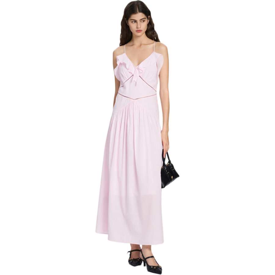 PINKO Slip Dresses Women's Pink V Neck Moderate Midi Skirt Other