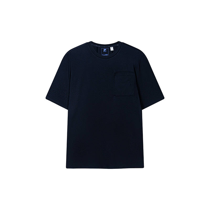 FILA BLUE T Shirts Men's Gemstone Dark Blue Crew Neck Moderate Other