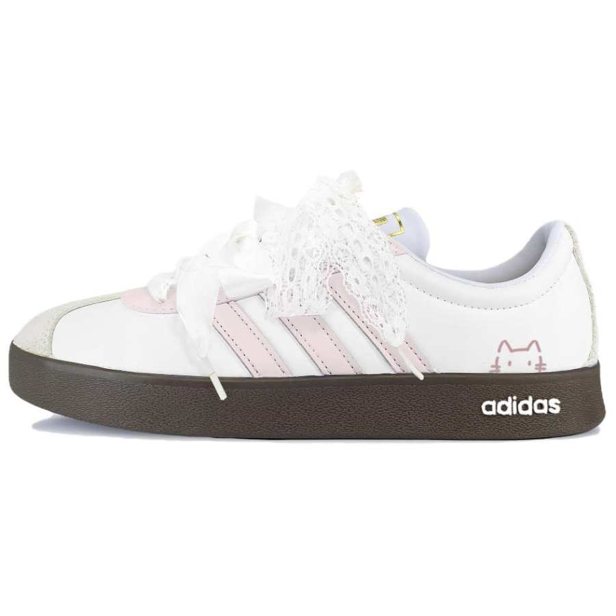Adidas Adidas Vl Court Classic Skateboard Shoes Women's Low Top White Pink Brown Color Block