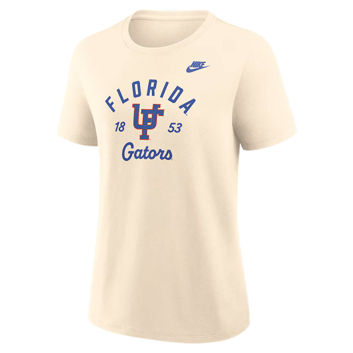 Nike Nike College T Shirts Women's Natural Crew Neck Moderate