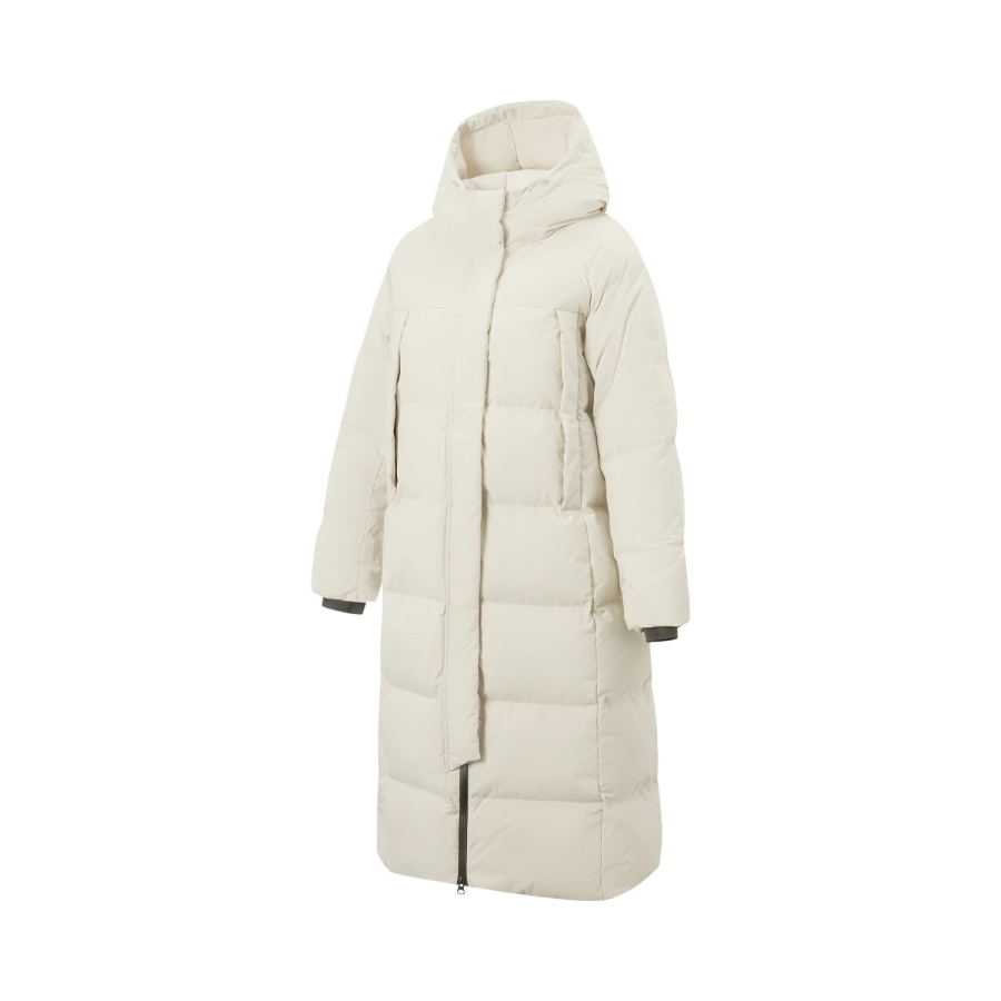 Li-Ning Li Ning Fitness Series Down Jackets Women's Gravel White Gray Hooded Non Detachable Moderate Straight Fit
