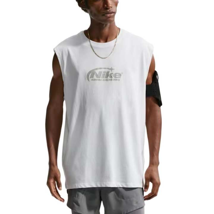 Nike Nike Dri Fit Running T Shirts Men's Peak White/Spruce Mist Crew Neck