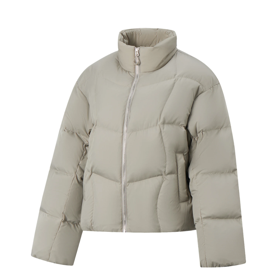 Li-Ning Li Ning Sports Life Collection Down Jackets Women's Rugged Brown Gray Stand Collar Moderate Straight Fit