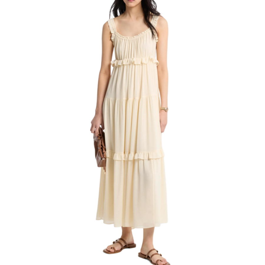 MICHAEL KORS Sleeveless Dresses Women's Bone White Moderate Long Skirt