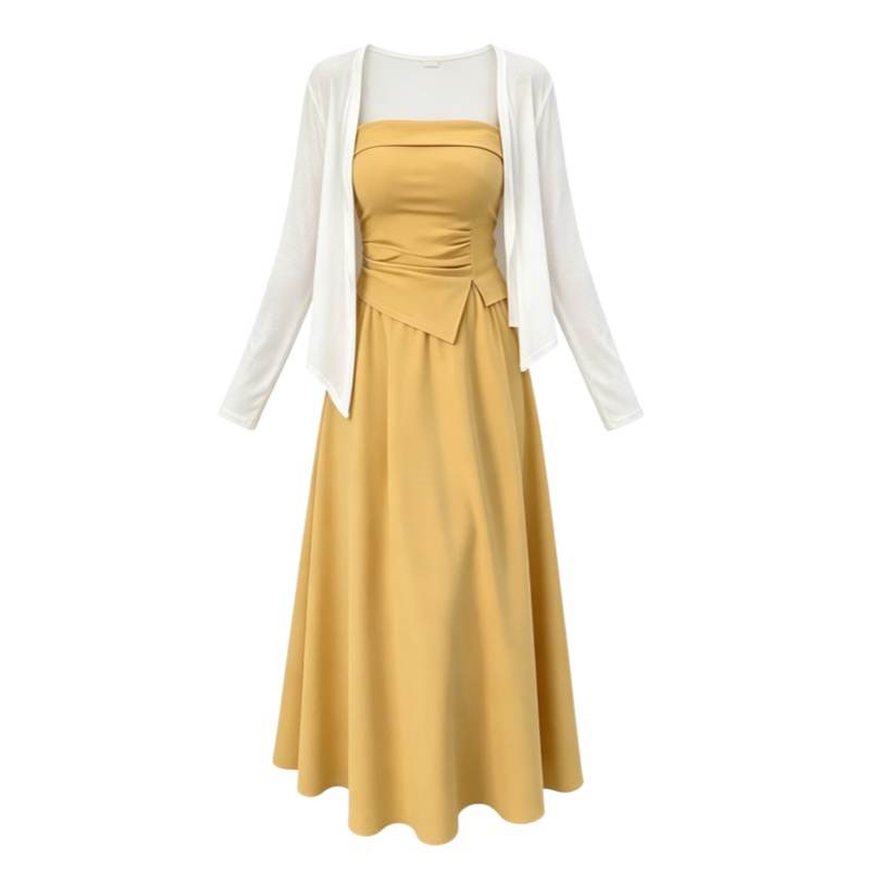CPAURA Two Piece Skirt Sets Women's Camisole Moderate Long Skirt