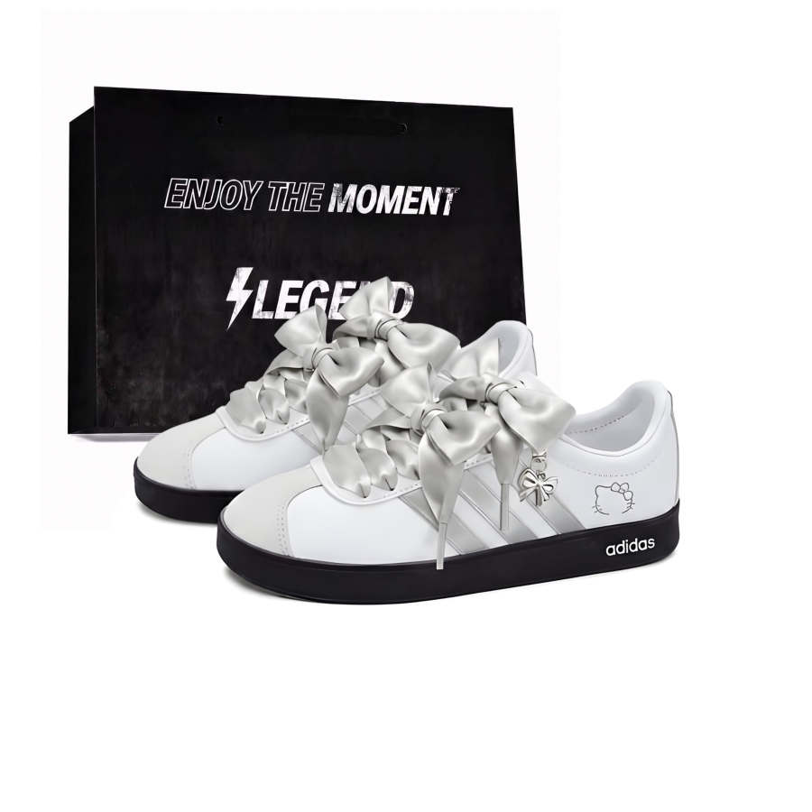 Adidas Adidas VL COURT 2.0 Skateboard Shoes Unisex Low Top Silvery White