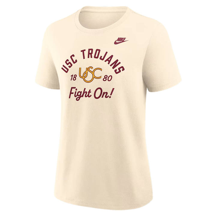 Nike Nike College T Shirts Women's Natural Crew Neck Moderate