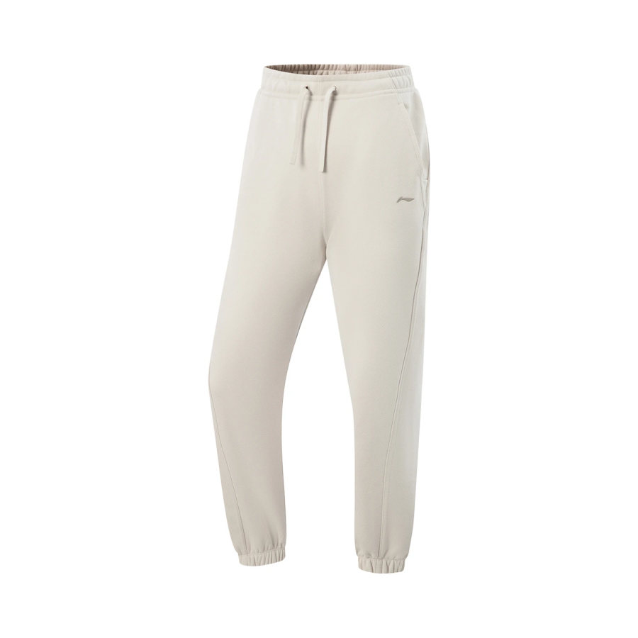 Li-Ning Li Ning Fitness Series Knitted Sweatpants Women's Gravel White Gray Moderate Cuffed Pants