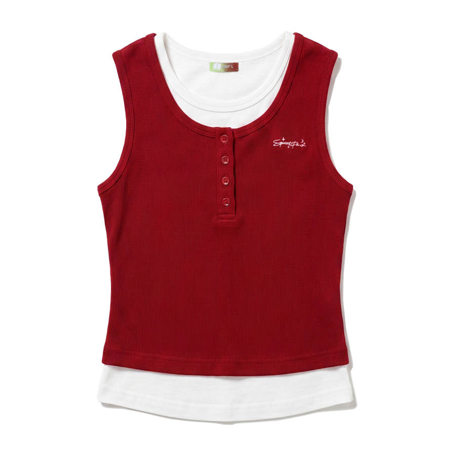 NSTNEW START Tank Tops Women's Red Crew Neck Thin Straight Fit