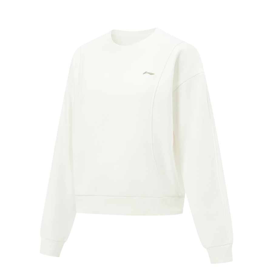 Li-Ning Li Ning Sweatshirts Women's Ivory Crew Neck Moderate Straight Fit