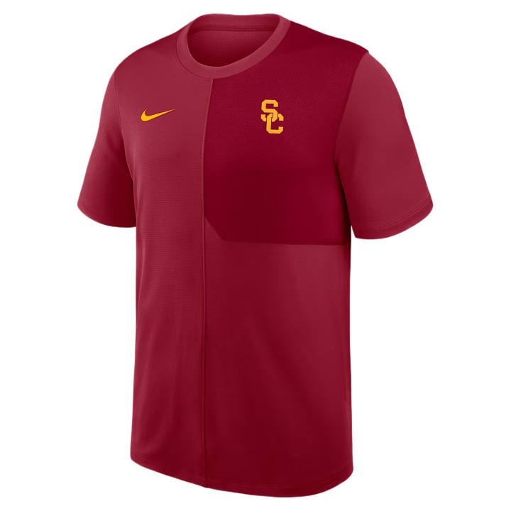 Nike Nike Dri Fit College T Shirts Men's Dark Red Crew Neck Moderate