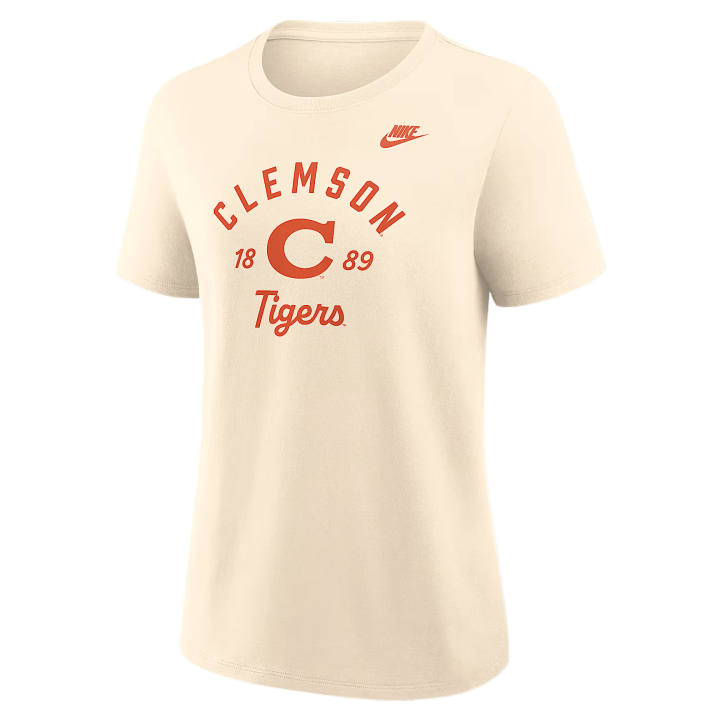 Nike Nike College T Shirts Women's Natural Crew Neck Moderate