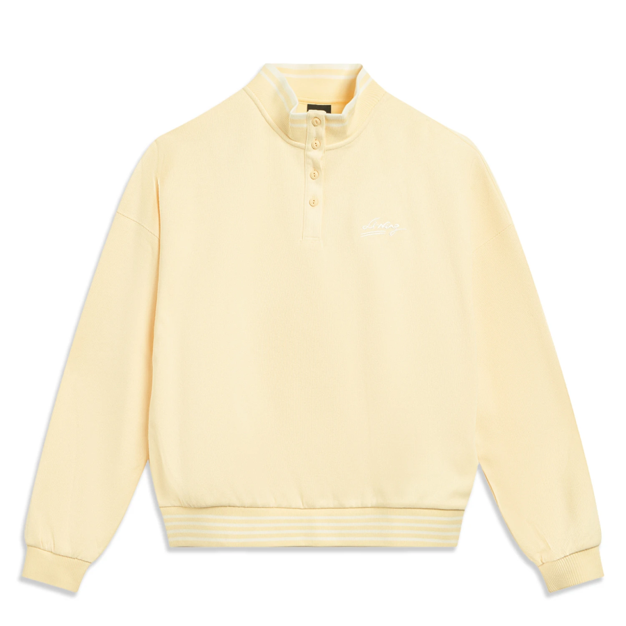 Li-Ning Li Ning Sports Trendy Collection Sweatshirts Women's Pudding Yellow Stand Collar Moderate Straight Fit