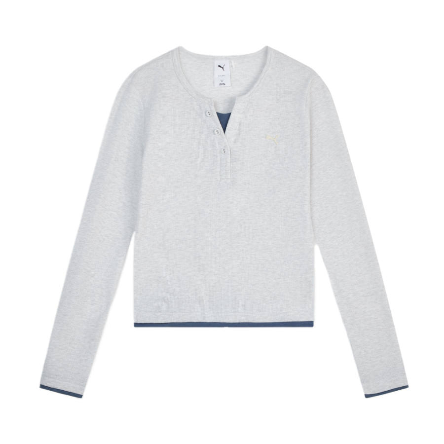 PUMA T Shirts Women's White Henry Collar Moderate Straight Fit