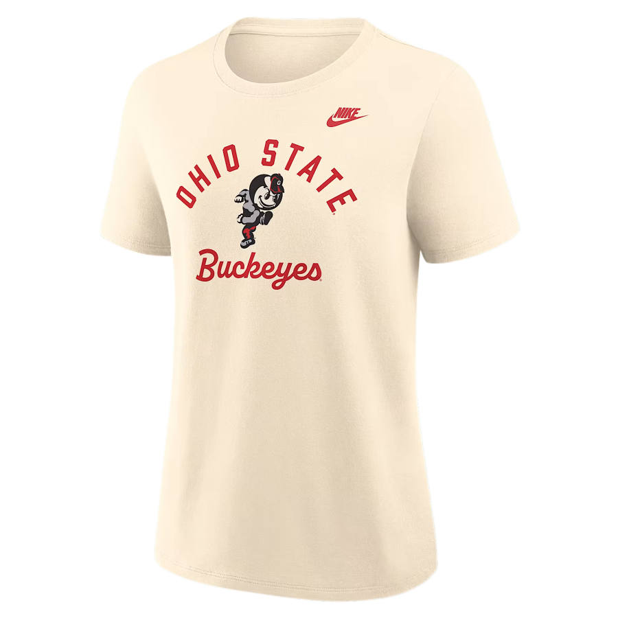 Nike Nike College T Shirts Women's Natural Crew Neck Moderate