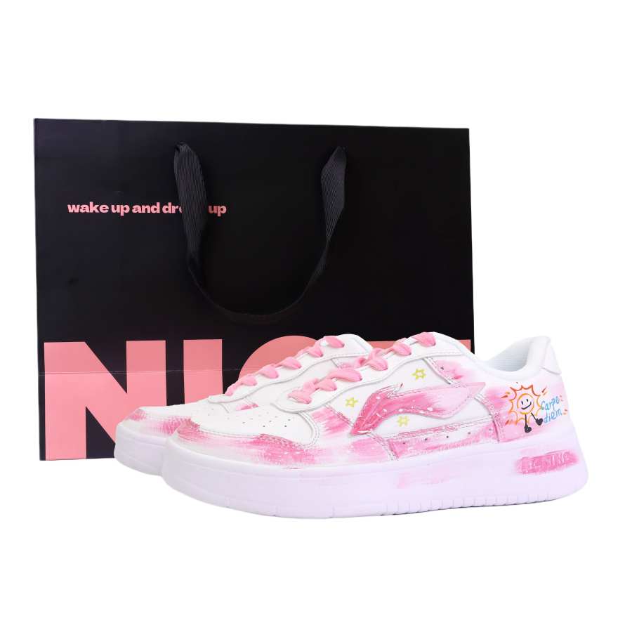 Li-Ning Li Ning Floating Boat Skateboard Shoes Men's Low Top Pink White
