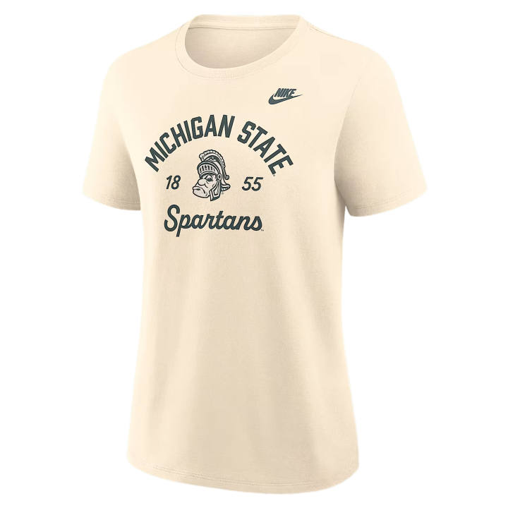 Nike Nike College T Shirts Women's Natural Crew Neck Moderate