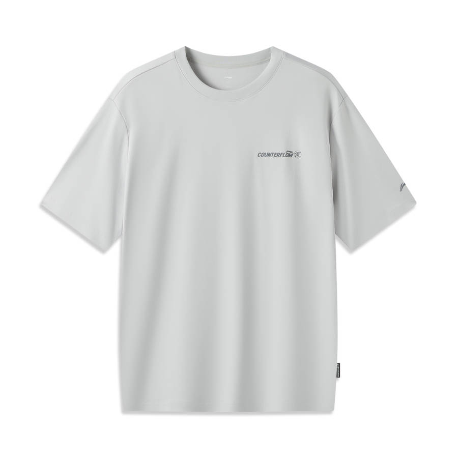 Li-Ning Li Ning Outdoor CF Tracing T Shirts Men's Calm Gray Crew Neck Moderate Straight Fit