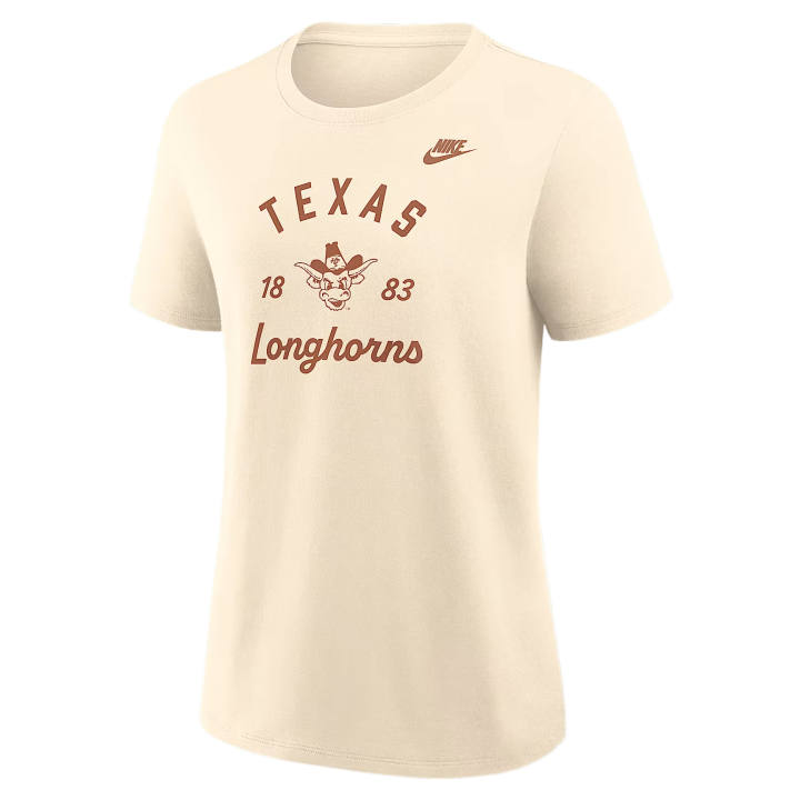 Nike Nike College T Shirts Women's Natural Crew Neck Moderate