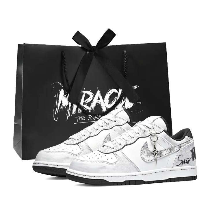 Nike Nike Big Skateboard Shoes Men's Low Top White Black Gray Silver Colorway