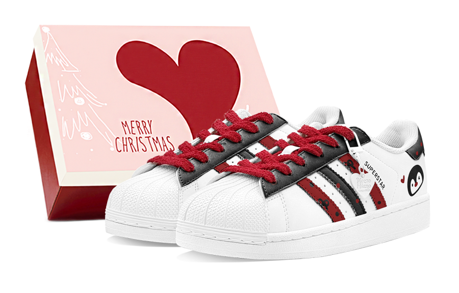 Adidas Originals Superstar 2 Skateboard Shoes Unisex Low Top White/Black/Red
