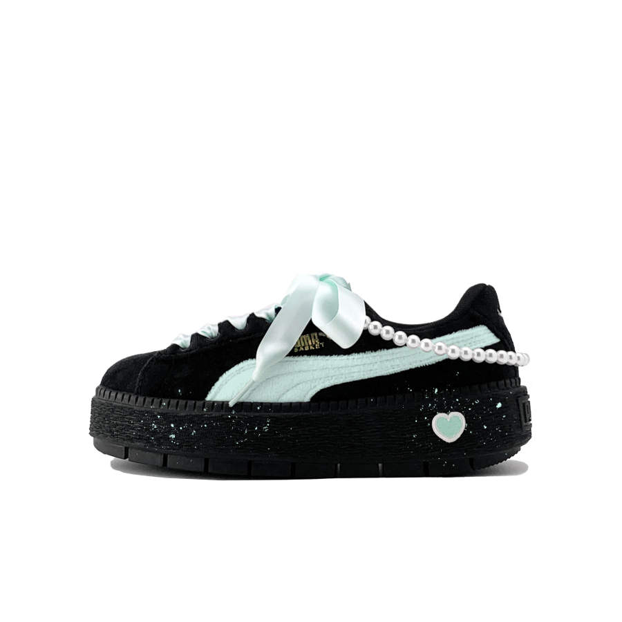 PUMA Platform Trace Skateboard Shoes Women's Low Top Black/Green