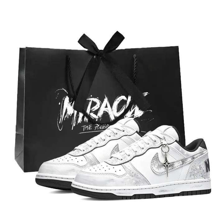Nike Nike Big Skateboard Shoes Men's Low Top White Black Gray Silver Colorway
