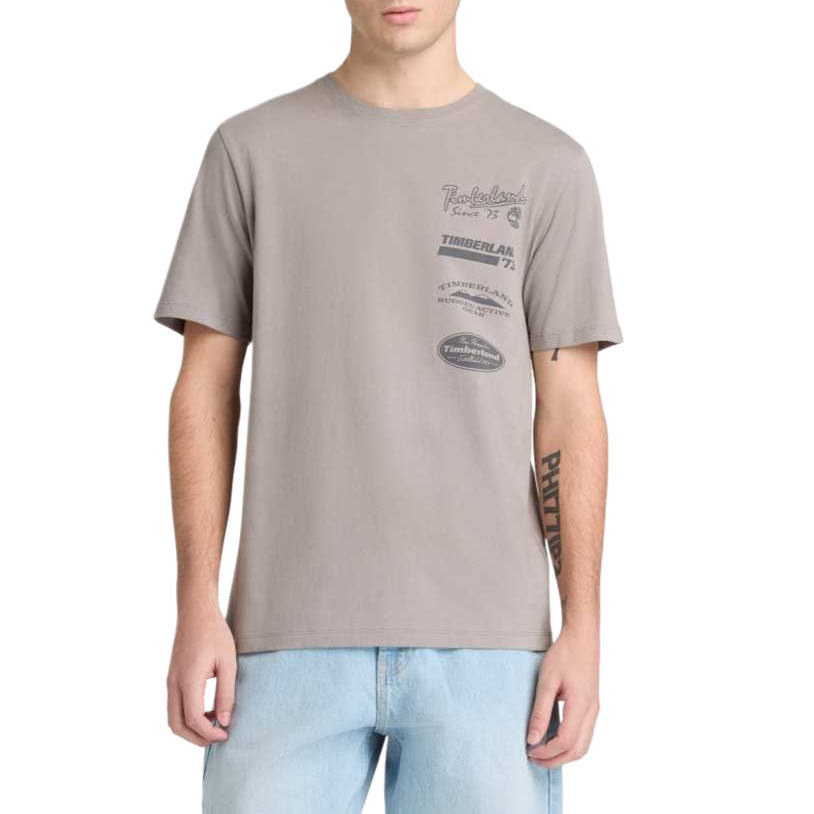 Timberland T Shirts Men's Gray Crew Neck Moderate