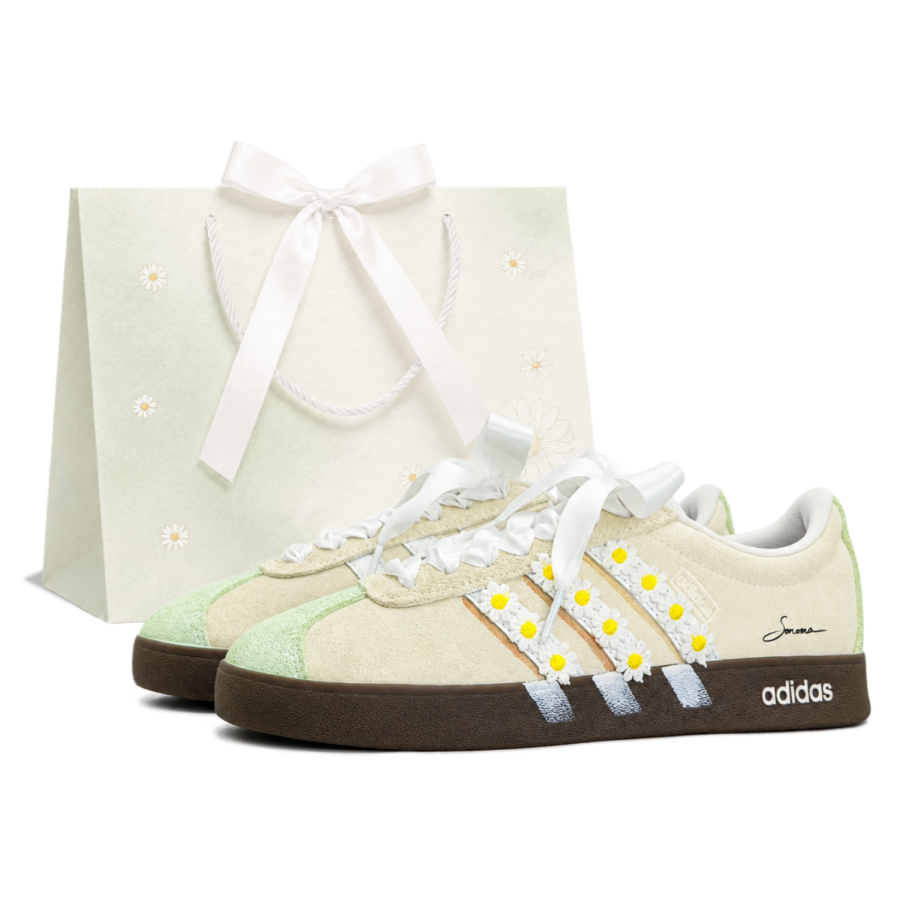 Adidas Adidas VL COURT 2.0 Skateboard Shoes Unisex Low Top Yellow/White/Brown