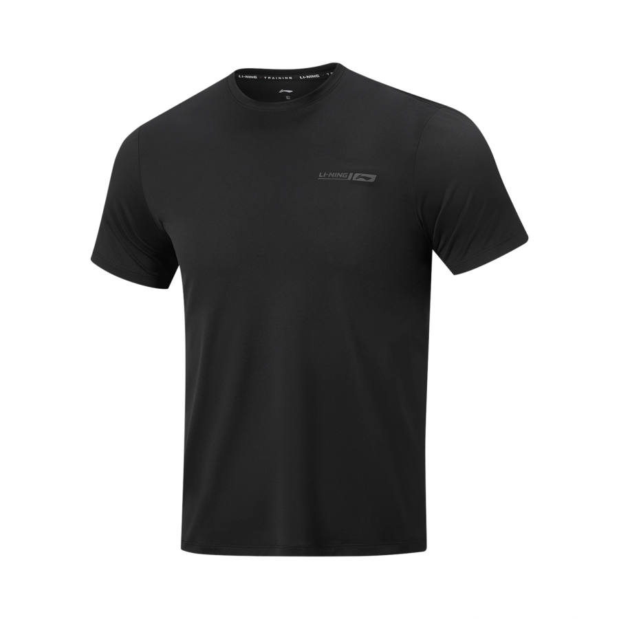 Li-Ning Li Ning Fitness Series Quick Dry T Shirts Men's Black Crew Neck Moderate