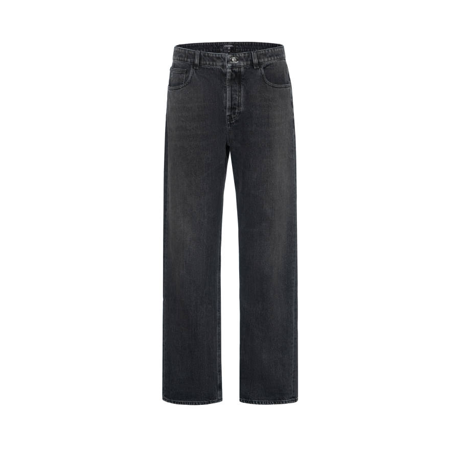 CHANEL Jeans Women's Black Moderate Straight Fit Pants
