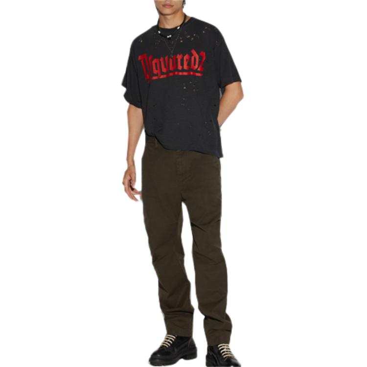 DSQUARED 2 Casual Pants Men's Army Green Moderate Straight Fit Pants