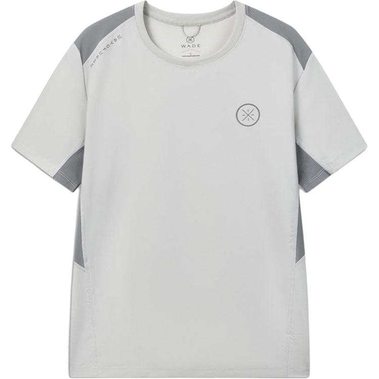 Li-Ning Li Ning T Shirts Men's Light Gray Crew Neck Moderate Straight Fit