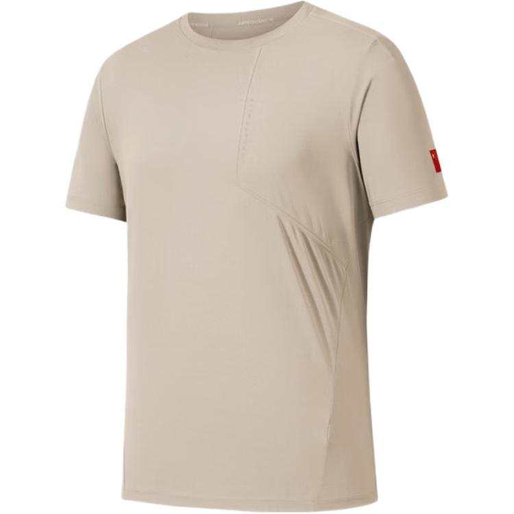 ANTA Champion All Weather Collection Quick Dry T Shirts Men's Camel Sand Crew Neck Moderate Straight Fit