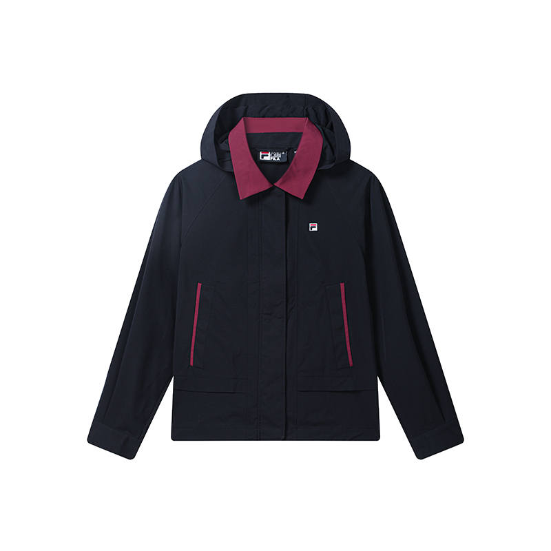 FILA Heritage Jackets Women's Legend Blue Hooded Non Detachable Moderate Straight Fit